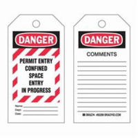 "Confined Space" Tags, Polyester, 3" W x 5-3/4" H, English St. Lawrence Industrial & Safety Supply