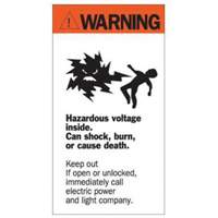 Enseigne Warning Hazardous Voltage, 8" x 4-1/2", Acrylique, Anglais avec pictogramme St. Lawrence Industrial & Safety Supply
