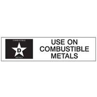 "D: Use on Combustible Metals" Fire Extinguisher Label St. Lawrence Industrial & Safety Supply