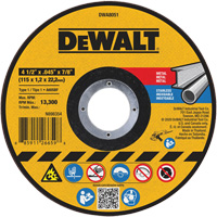 Meule de tronçonnage des m&eacute;taux, 4-1/2" x 0,045", Arbre 7/8", Oxyde d'aluminium, Type 1 St. Lawrence Industrial & Safety Supply