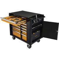 Powered Tool Cart, 11 Drawers, 42-1/2" W x 24-7/16" D x 41" H, Black/Orange St. Lawrence Industrial & Safety Supply