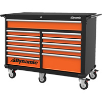 Armoire roulante, 12 tiroirs, 53" la x 24" p x 41" h, Noir/Orange St. Lawrence Industrial & Safety Supply