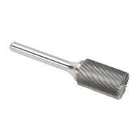 CLEVELAND Solid Carbide Burrs - Cylinder Shape with End Cut, SB-6, 3/5" Dia., 1/4" Shank, 24.4 mm Depth of Cut St. Lawrence Industrial & Safety Supply