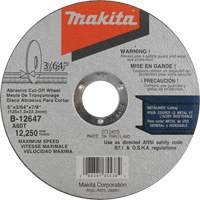 Thin Kerf Cut-Off Wheel, 5" x 3/64", 7/8" Arbor, Type 1, Aluminum Oxide, 12250 RPM St. Lawrence Industrial & Safety Supply