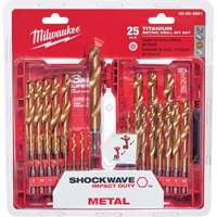 Jeu de forets m&eacute;triques Shockwave Red Helix, 25 morceaux, Titane St. Lawrence Industrial & Safety Supply