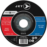 Meule &agrave; tronçonner Power-Xtreme A60PX, 4-1/2" x 3/64", Arbre de 7/8", Type 27, 13 300 Tr/min St. Lawrence Industrial & Safety Supply