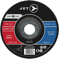 Meule &agrave; tronçonner Power-Xtreme A60PX, 5" x 3/64", Arbre de 7/8", Type 27, 12 200 Tr/min St. Lawrence Industrial & Safety Supply
