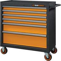 GSX Series Rolling Tool Cabinet, 6 Drawers, 36" W x 18-1/5" D x 37-2/5" H, Black/Orange St. Lawrence Industrial & Safety Supply