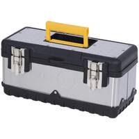 Coffre &agrave; outils portatif en acier inoxydable JPSTB-15, 6-1/4" P x 15" la x 7" h, Noir/Argent St. Lawrence Industrial & Safety Supply