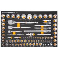 Jeu d'outils SAE/m&eacute;triques pour m&eacute;canicien &agrave; 90 dents 1/4", 3/8" & 1/2" avec plateau de rangement en mousse St. Lawrence Industrial & Safety Supply