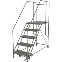 Mobile Work Platform, Steel, 5 Steps, 50" H, 35" D, 24" Step, Serrated St. Lawrence Industrial & Safety Supply