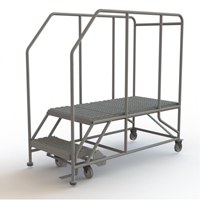 Mobile Work Platform, Steel, 2 Steps, 20" H, 47" D, 24" Step, Serrated St. Lawrence Industrial & Safety Supply
