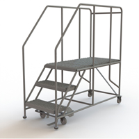 Mobile Work Platform, Steel, 3 Steps, 30" H, 47" D, 24" Step, Serrated St. Lawrence Industrial & Safety Supply