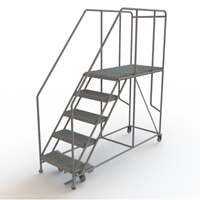 Mobile Work Platform, Steel, 5 Steps, 50" H, 47" D, 24" Step, Serrated St. Lawrence Industrial & Safety Supply