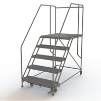 Mobile Work Platform, Steel, 5 Steps, 50" H, 36" D, 36" Step, Serrated St. Lawrence Industrial & Safety Supply