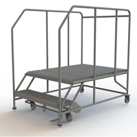 Mobile Work Platform, Steel, 2 Steps, 20" H, 48" D, 36" Step, Serrated St. Lawrence Industrial & Safety Supply