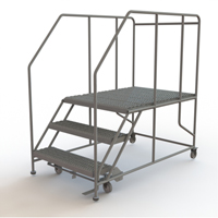 Mobile Work Platform, Steel, 3 Steps, 30" H, 48" D, 36" Step, Serrated St. Lawrence Industrial & Safety Supply