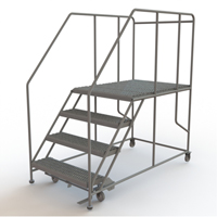 Mobile Work Platform, Steel, 4 Steps, 40" H, 48" D, 36" Step, Serrated St. Lawrence Industrial & Safety Supply