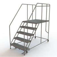 Mobile Work Platform, Steel, 5 Steps, 50" H, 48" D, 36" Step, Serrated St. Lawrence Industrial & Safety Supply