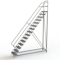 &eacute;chelles en angle de s&eacute;curit&eacute;, 15 marches, Stri&eacute;, Inclinaison 50°, Hauteur 150" St. Lawrence Industrial & Safety Supply