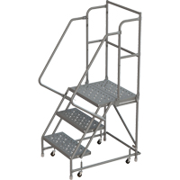 Escabeaux roulants &agrave; dessus profond, 3 marches, Largeur de la marche 16", Hauteur de la plateforme 30", Acier St. Lawrence Industrial & Safety Supply