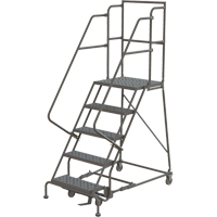 Escabeaux roulants &agrave; dessus profond, 5 marches, Largeur de la marche 16", Hauteur de la plateforme 50", Acier St. Lawrence Industrial & Safety Supply