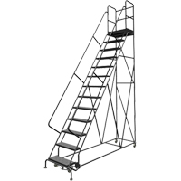 Escabeaux roulants &agrave; dessus profond, 13 marches, Largeur de la marche 24", Hauteur de la plateforme 130", Acier St. Lawrence Industrial & Safety Supply