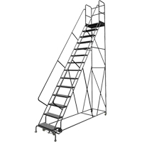 Escabeaux roulants &agrave; dessus profond, 14 marches, Largeur de la marche 24", Hauteur de la plateforme 140", Acier St. Lawrence Industrial & Safety Supply