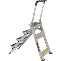 &eacute;chelle escabeau avec roues pivotantes, 4 marches, 44,25" x 22,13" x Hauteur 59" St. Lawrence Industrial & Safety Supply