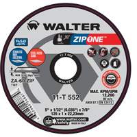 Meule &agrave; tronçonner Zip One, 5" x 1/32", Arbre de 7/8", Type 1, Alumine de zirconium, 12 200 Tr/min St. Lawrence Industrial & Safety Supply