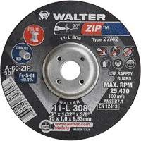 Zip Cutting and Grinding Wheel, 3" x 1/13", 3/8" Arbor, Type 27, 60 Grit, Aluminum Oxide St. Lawrence Industrial & Safety Supply