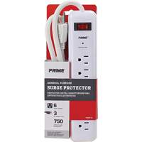 Protecteurs de surtension, 6 Prises, 750 J, 1875, Cordon 3' St. Lawrence Industrial & Safety Supply