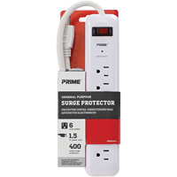 Protecteurs de surtension, 6 Prises, 400 J, 1875 W, Cordon 2' St. Lawrence Industrial & Safety Supply