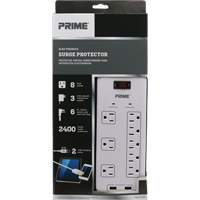 Limiteurs de surtension avec chargeur USB, 8 Prises, 2400 J, 1875 W, Cordon 6' St. Lawrence Industrial & Safety Supply