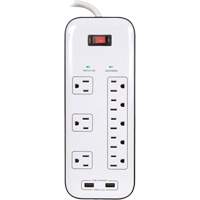 Limiteurs de surtension avec chargeur USB, 8 Prises, 2400 J, 1875 W, Cordon 6' St. Lawrence Industrial & Safety Supply