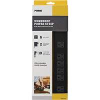 Bloc multiprise pour atelier en m&eacute;tal, 6 Prise(s), 10', 15 A, 1875 W, 125 V St. Lawrence Industrial & Safety Supply