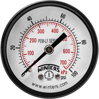 Manom&egrave;tre &eacute;conomique,  2", 0 - 100 psi, Fixation arri&egrave;re, Analogique St. Lawrence Industrial & Safety Supply